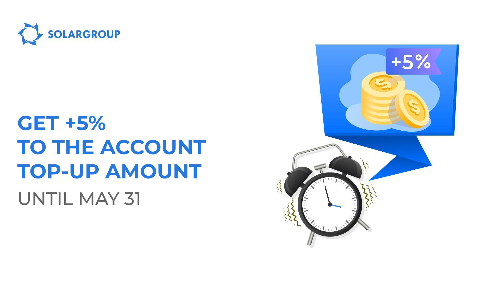 Last week of the "+5% to the account top-up" offer
