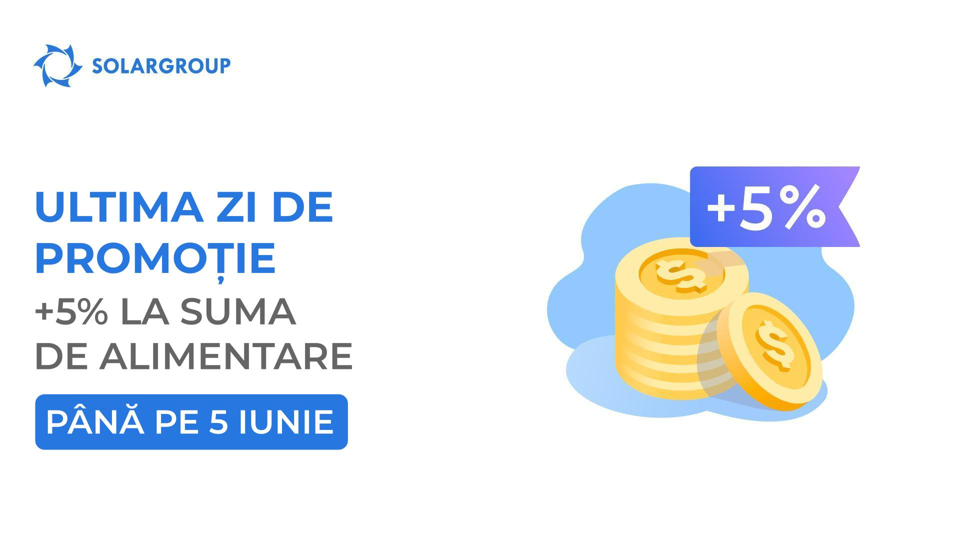 Promoția „+5% pentru alimentarea contului” se apropie de final