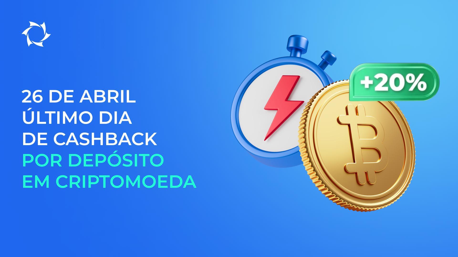 Aproveite para receber até 20% de cashback ao adicionar fundos à conta em criptomoeda