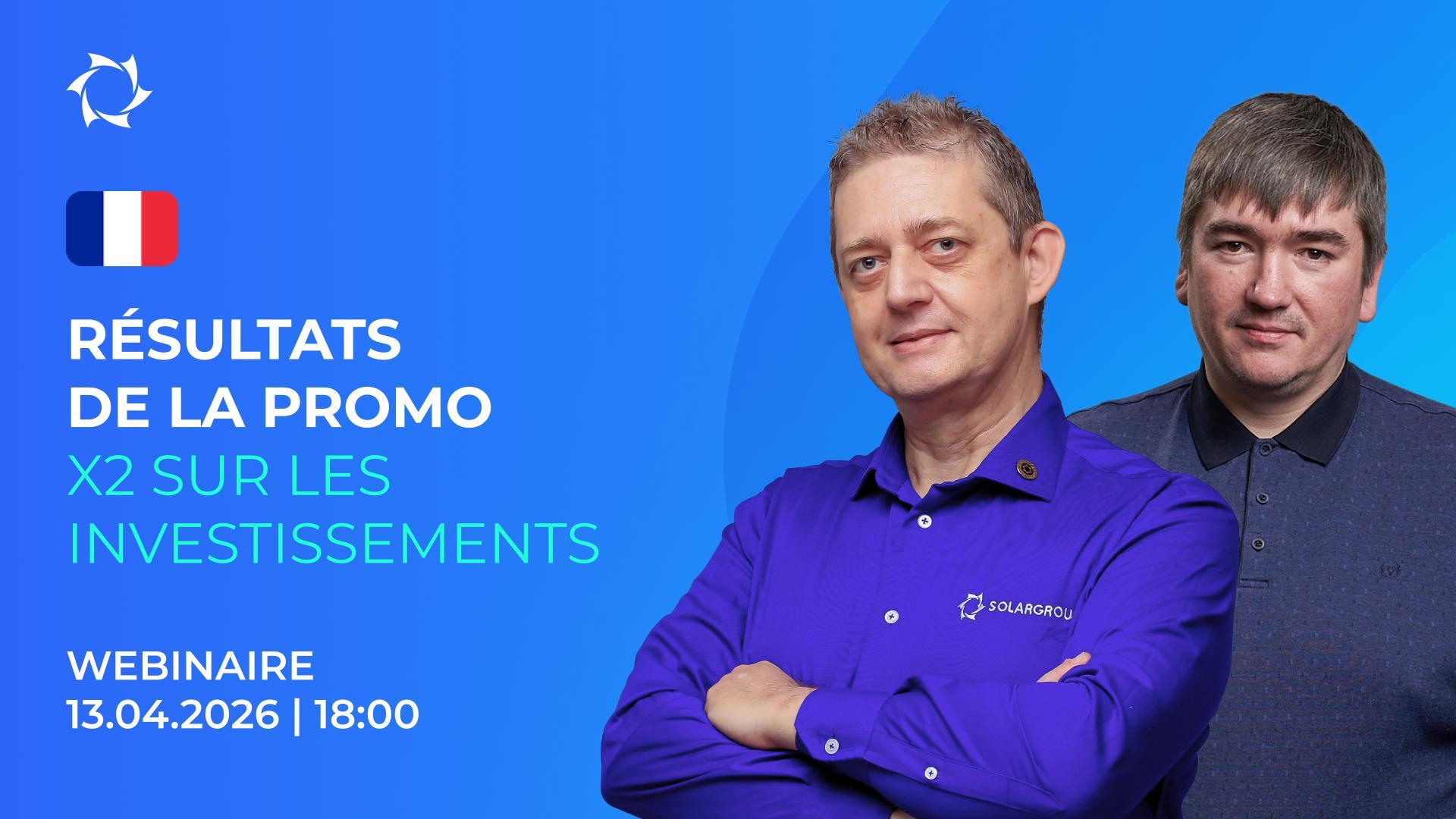 Nous allons tirer au sort 10 gagnants de l'opération promotionnelle et présenterons les principales actualités des projets de SOLARGROUP en direct