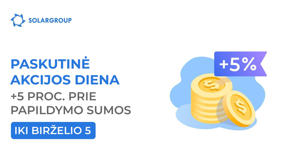 Baigiasi akcija „+5 proc. už sąskaitos papildymą“
